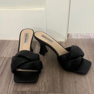 Steve Madden Black Heeled Mules